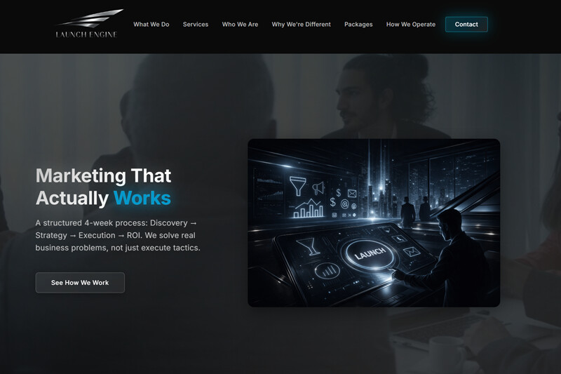 Launch Engine AI website screenshot